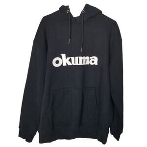 Okuma Mens Fishing Hoodie Sweatshirt Size 2L Black Spell Out Casual Outdoor